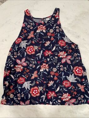 Old Navy Navy Floral Sleeveless Camisole - Red & White Accents